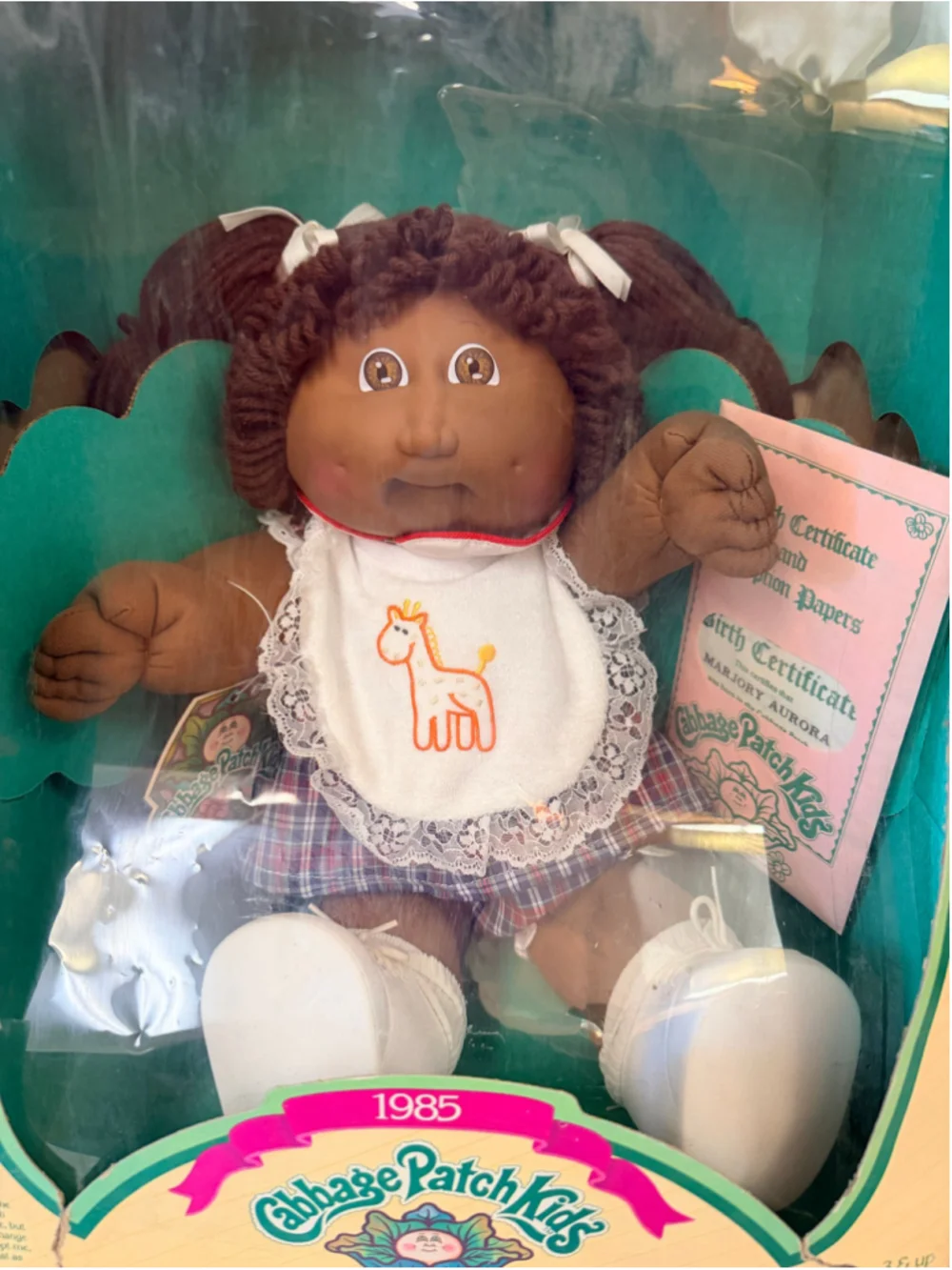 NIB Rare VTG 1985 Cabbage Patch Kids African American Marjory Aurora BOX DAMAGED